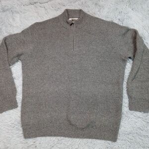 Joseph Abboud Mens‎ Sweater Gray XXL Wool Blend Comfort Quarter Zip Cozy Soft